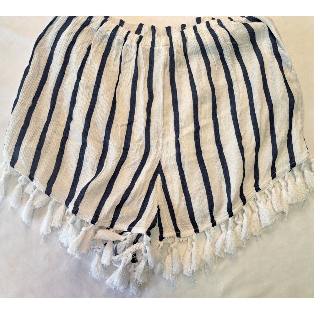Abercrombie & Fitch White Navy Striped Romper S Halter Tassel y2k boho twee chic - Picture 6 of 9